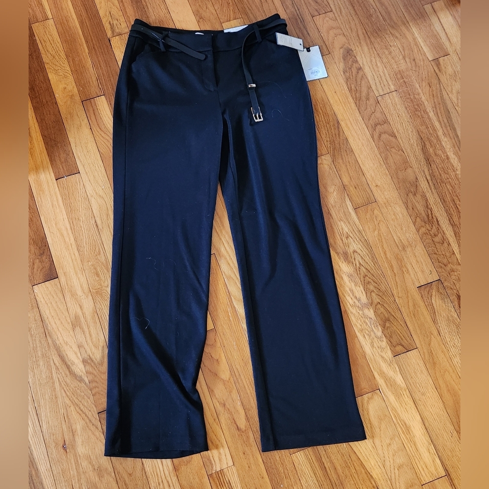 Dana Buchman Classic Black Women's Trousers Pants with Belt NWT Size 6